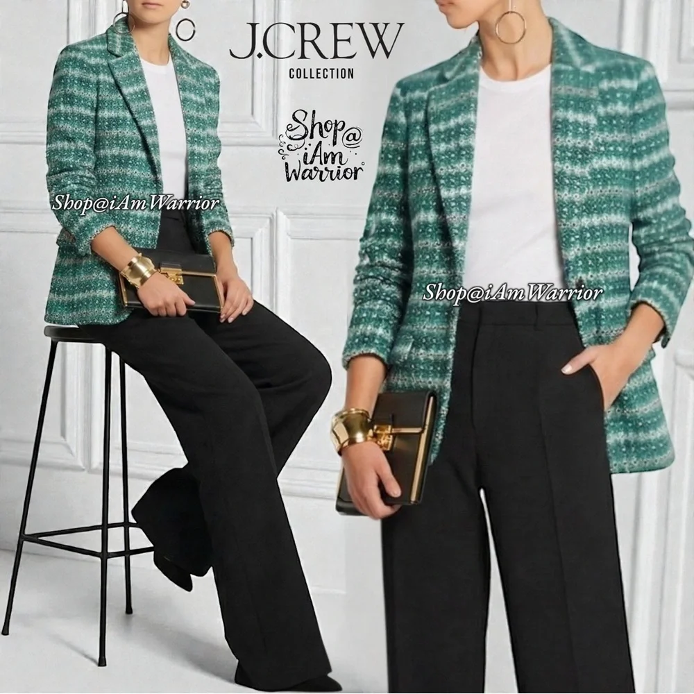J.Crew Collection NWOT blazer in teal textured Italian Jacquard *shop@iamwarrior